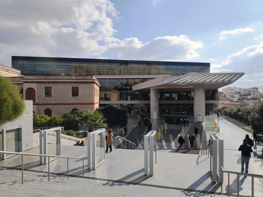 Front view of the Acropolis Museum in Athens.