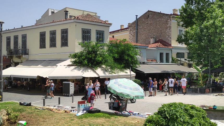 Part of the district of Monastiraki downtown Athens with its touristy buzz.