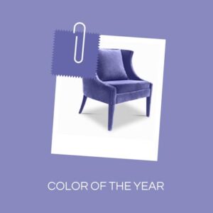 The stunning velvet - Athena - armchair by Koket in Pantone's Very Peri color.