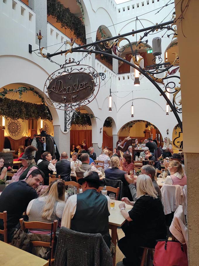 View of a traditional beer garden restaurant in Munich.