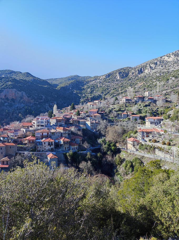 A view across the village of Stemnitsa in the Pelloponese, Greece.