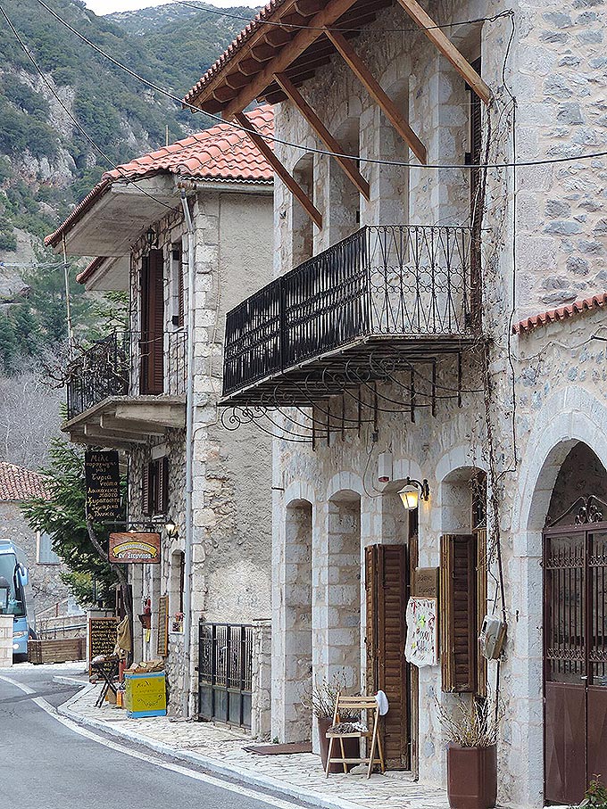 View of housing in a rural village of Stemnitsa in Greece