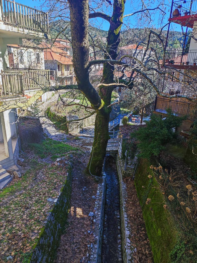 A small canal with fresh running water through the village of Stemnitsa.