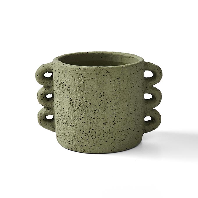 A pack shot of a sage green planter - the Henry Holland Hoopla planter. Image: Freemans.