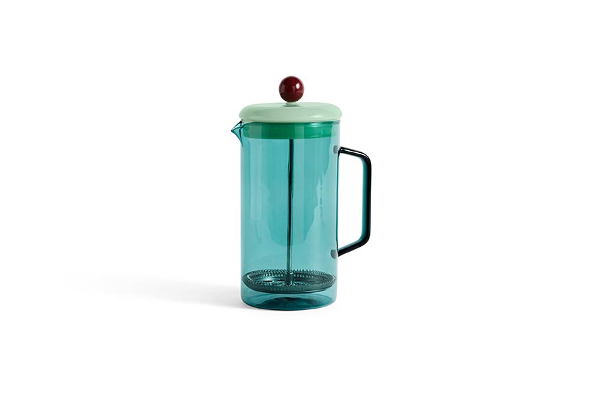 A packshot of a cyan French press brewer. Image: Nest.co.uk.