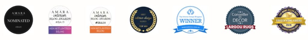 Awards and Recognition badges from various sources.